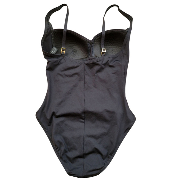 La Blanca by Rod Beattie Shirred One Piece Swimsuit Size 6 Black Excellent Cond. - Picture 2 of 8